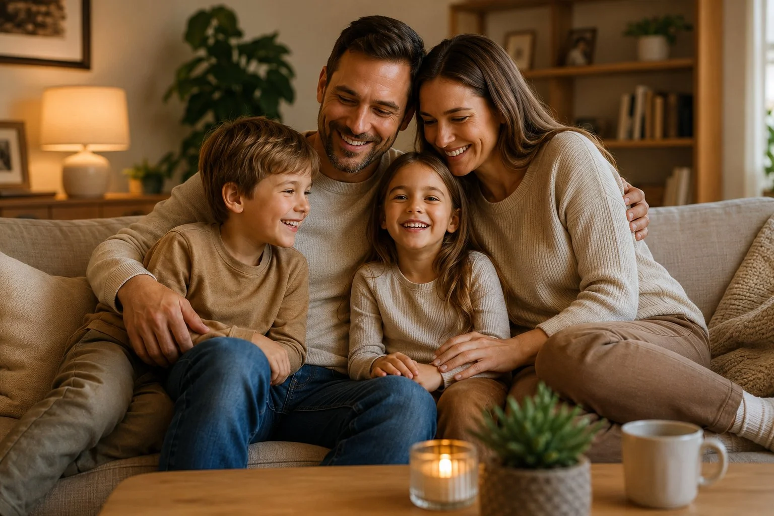 Familia protegida con detector doméstico de gas